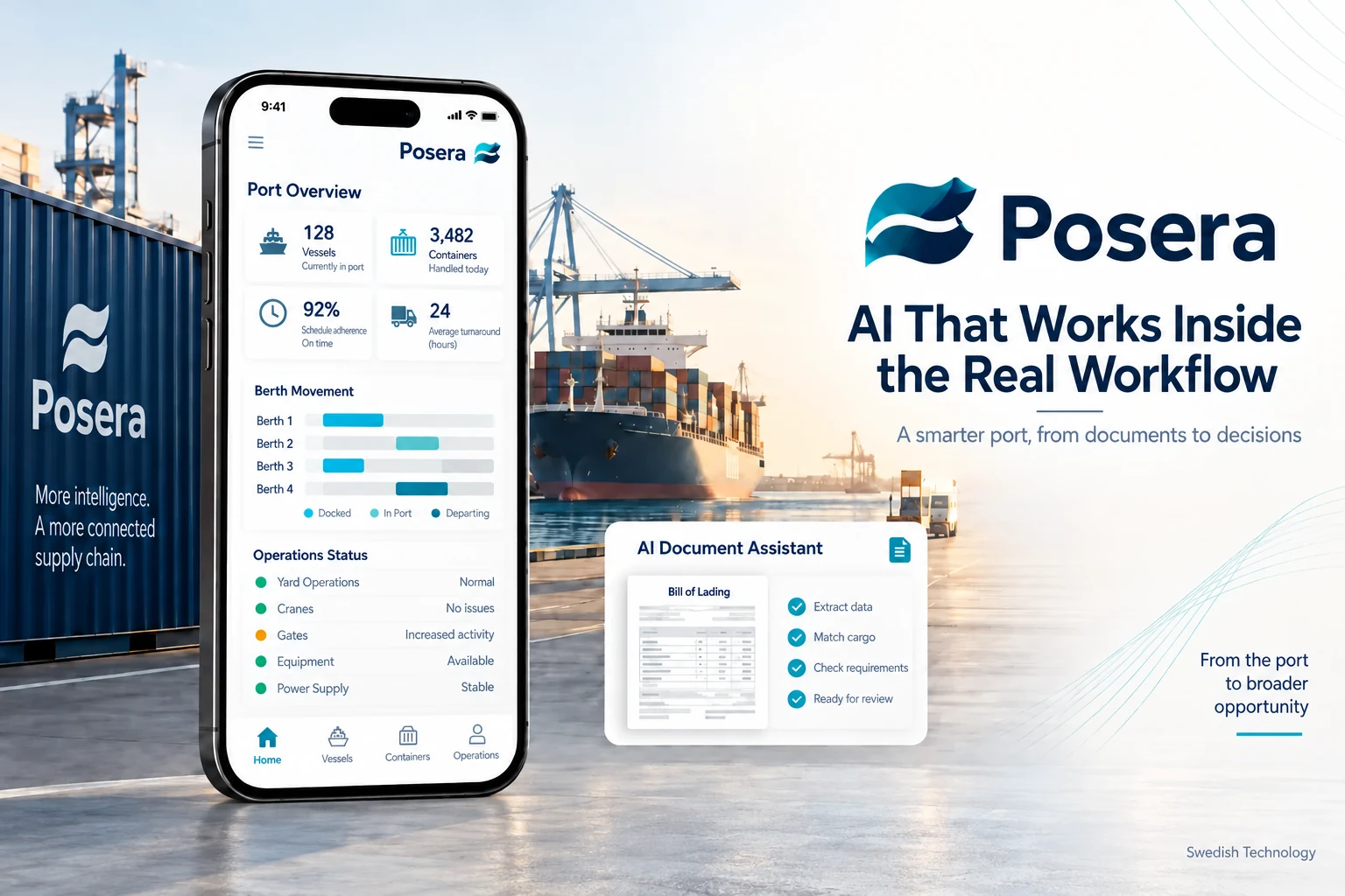 Posera product interface for Ports / Logistics