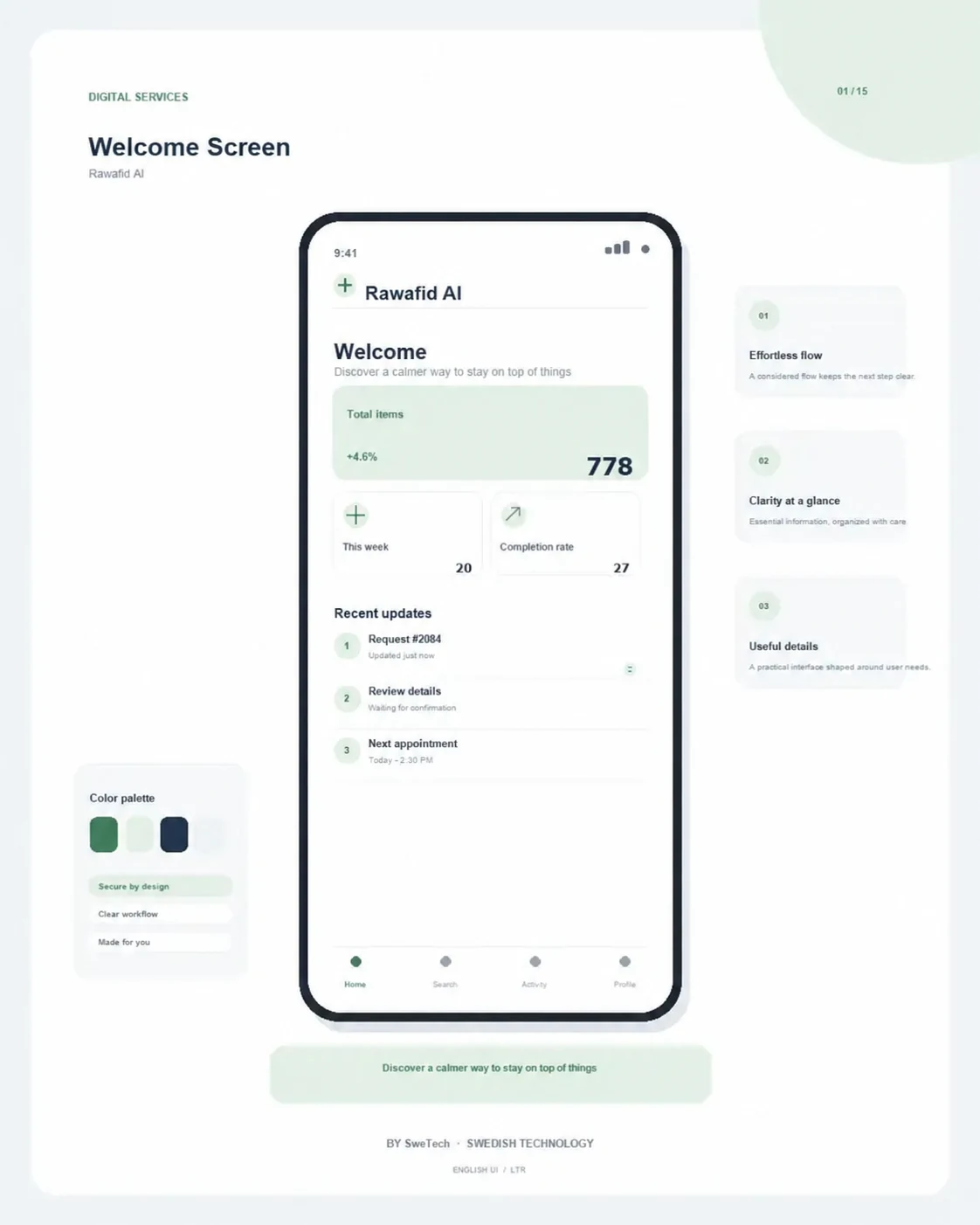 Rawafid AI product interface for Healthcare