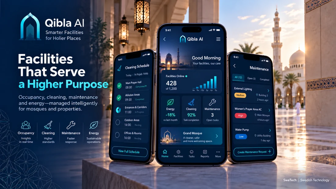 Qibla AI product interface for Facility / Asset Management