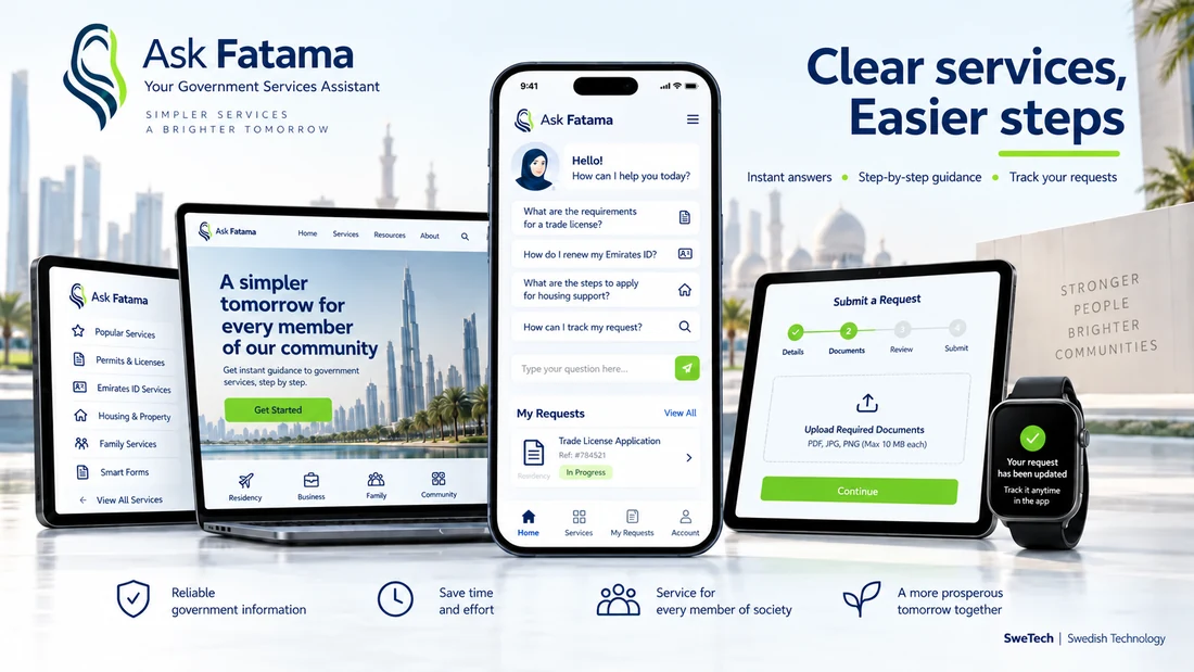 Ask Fatama product interface for Government / Public Services