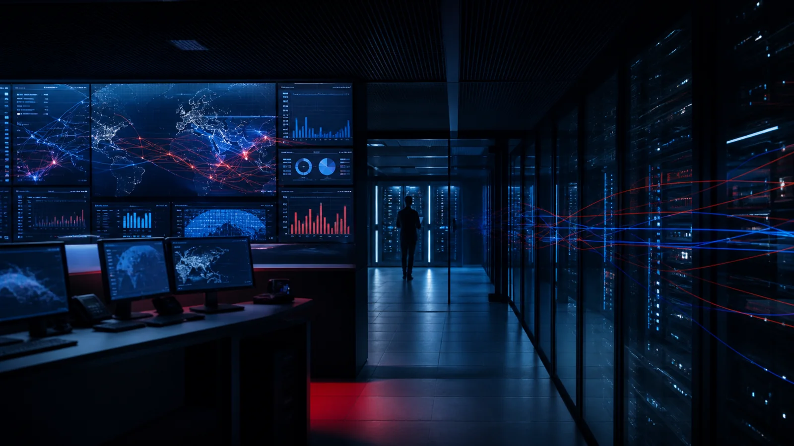 Security operations center monitoring protected server infrastructure