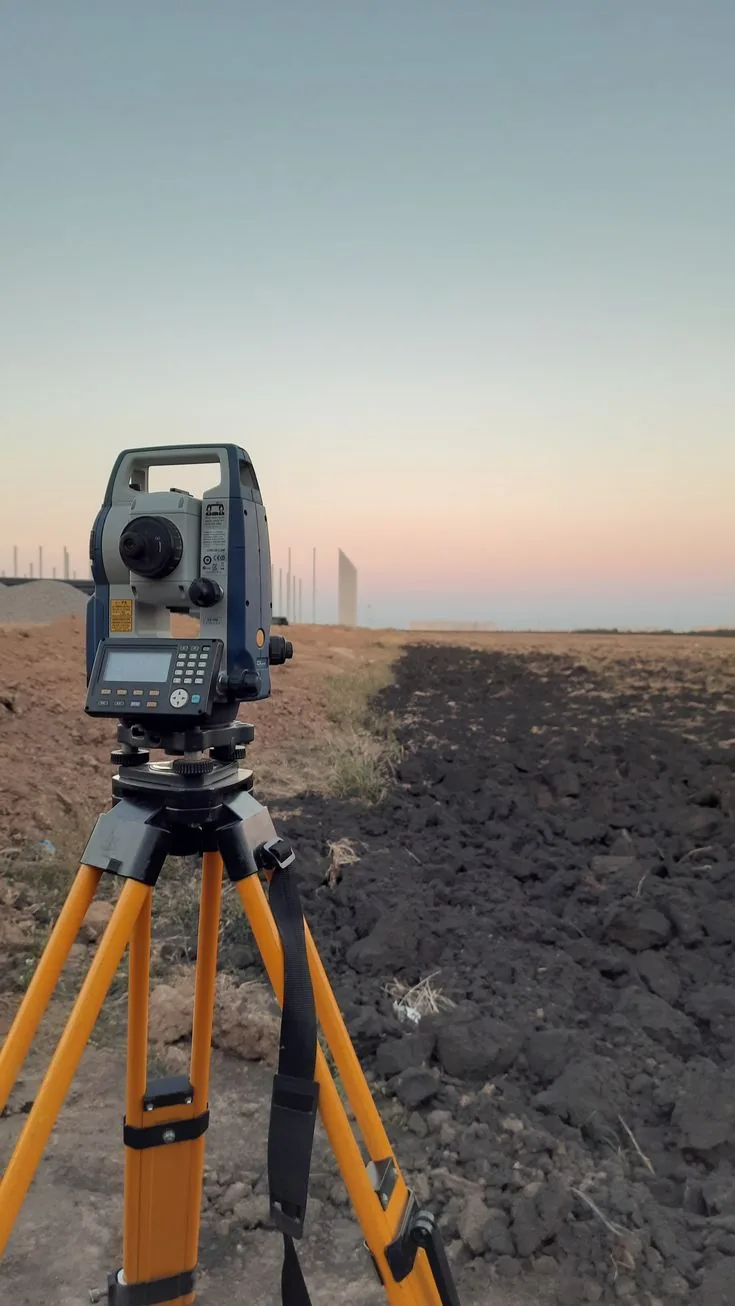 Total station set up for a field survey used to capture ground control for GIS