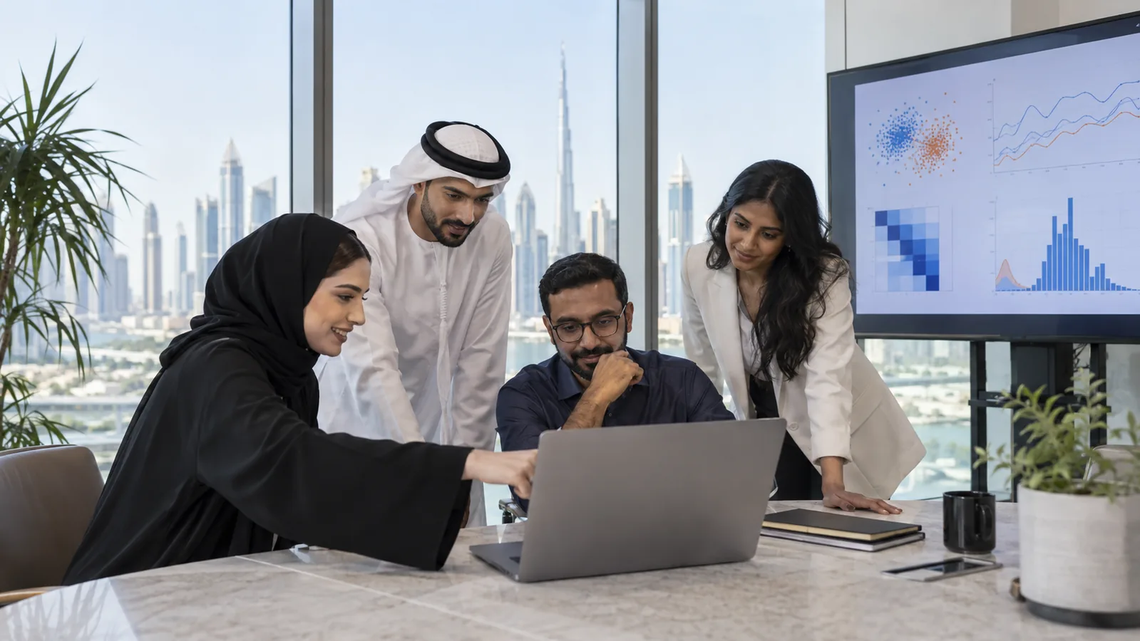UAE data scientists reviewing enterprise AI model results