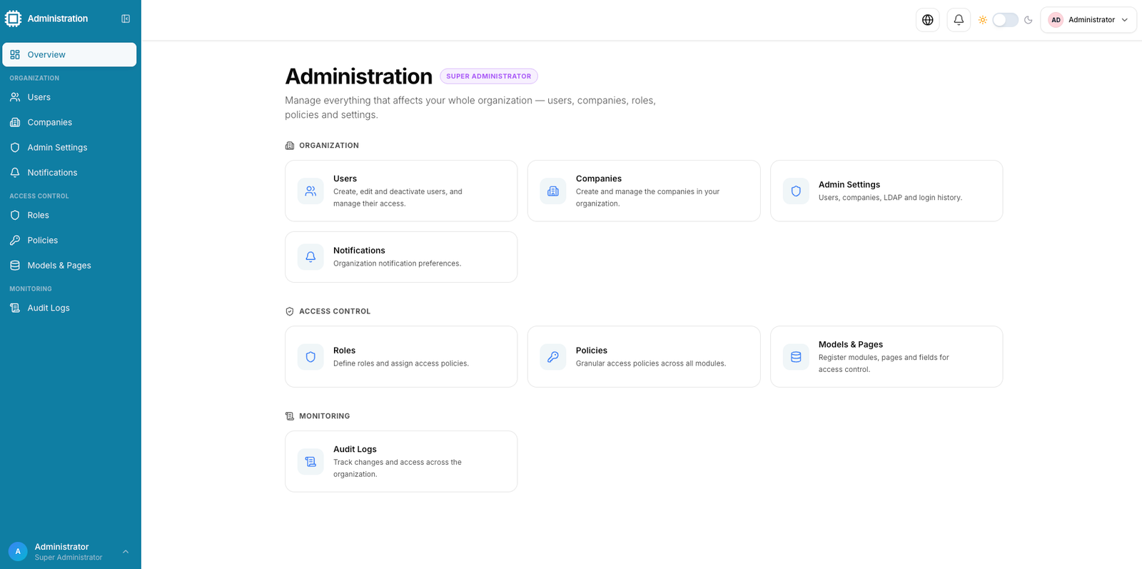 Octopus administration overview for users roles policies and audit logs
