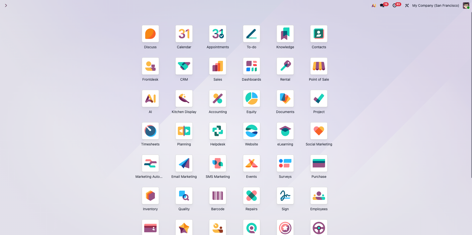 Legacy Odoo applications grid reference