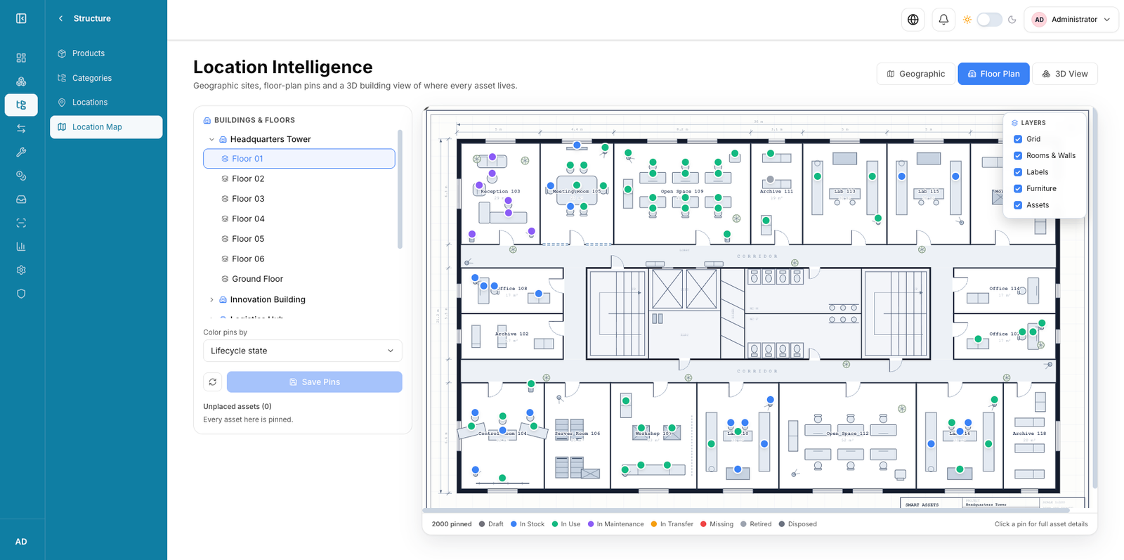 Octopus building model for location intelligence