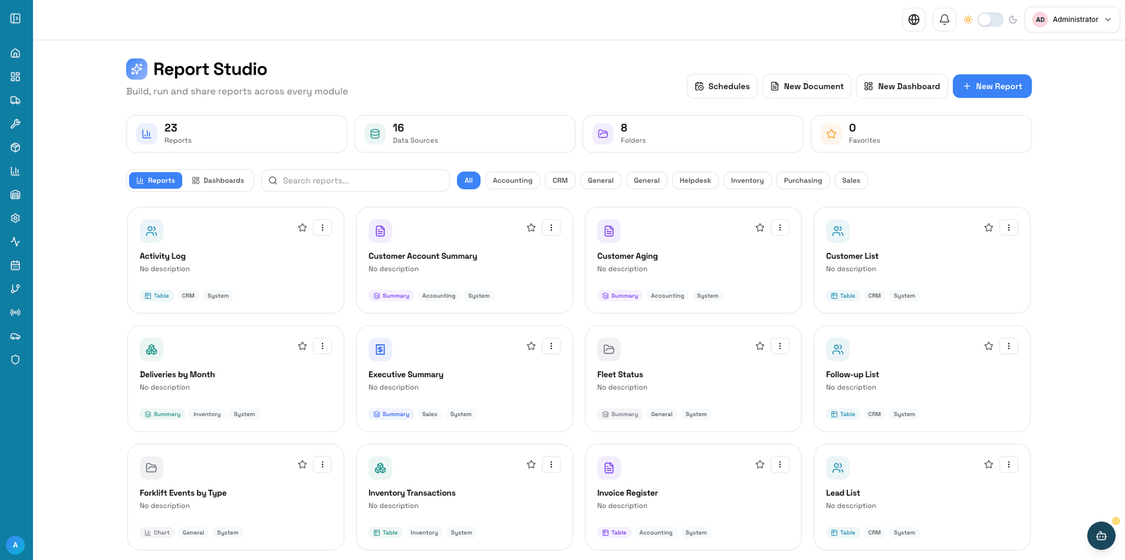 Octopus Report Studio with reports dashboards and data sources