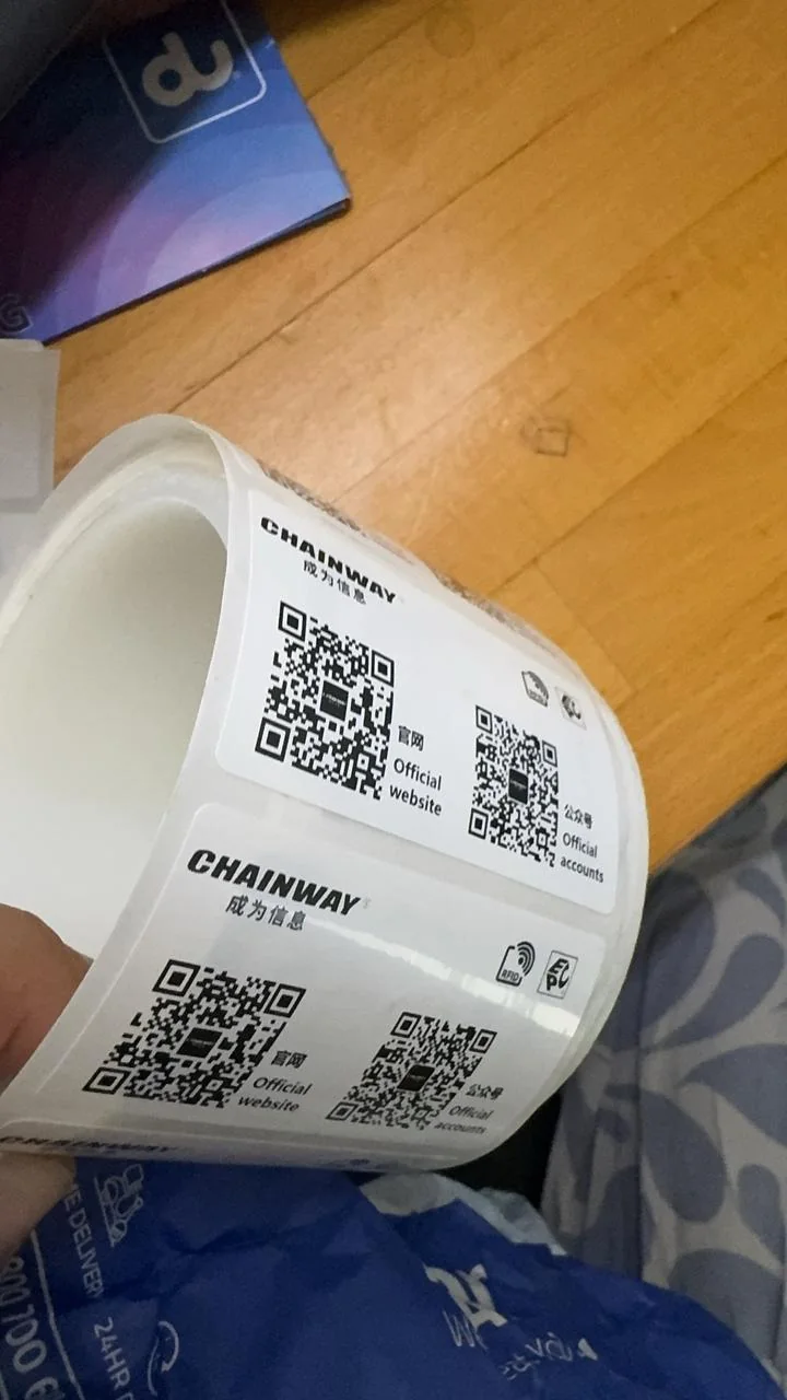 Roll of printed and encoded RFID labels ready for application