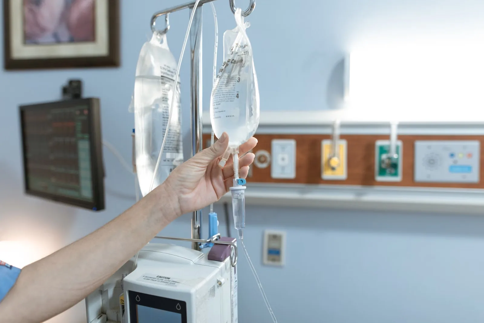Medical equipment in a hospital room