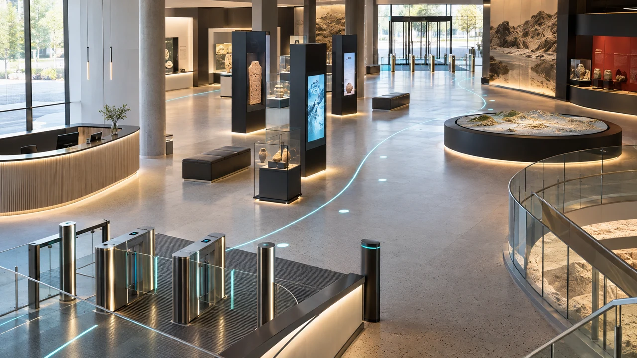 Visitor journey from registration and access control through interactive engagement and reporting