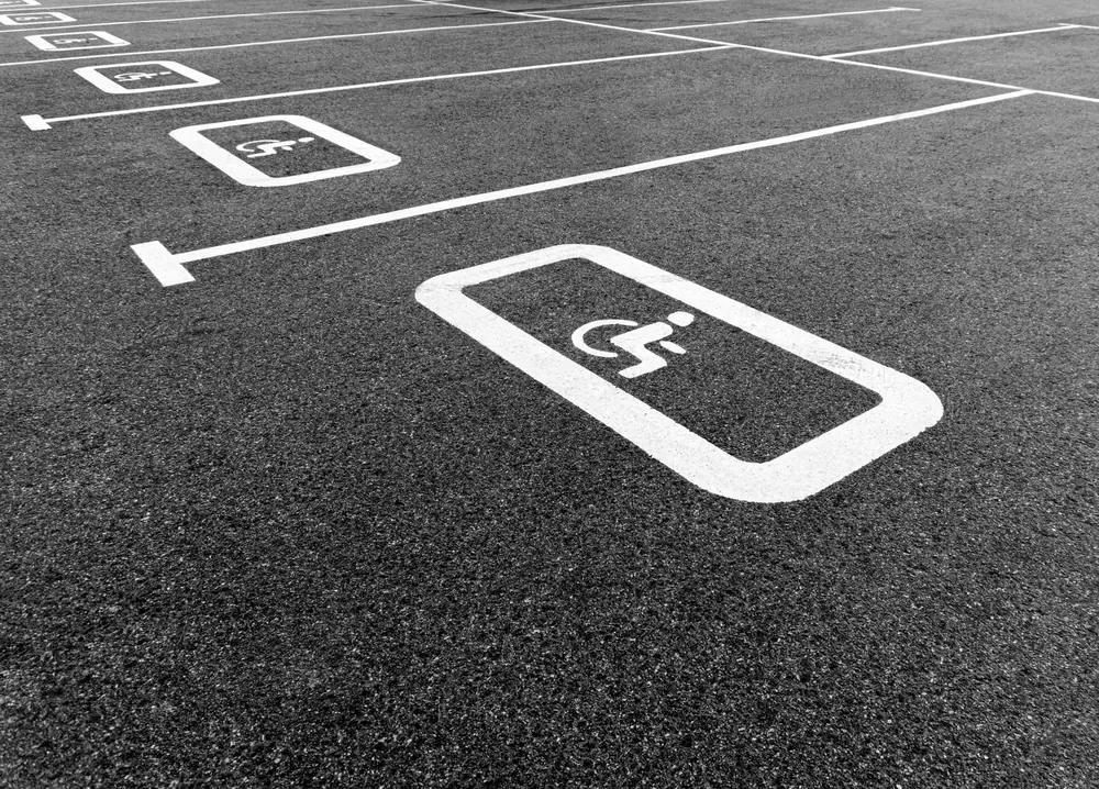 Marked parking bays in a residential car park