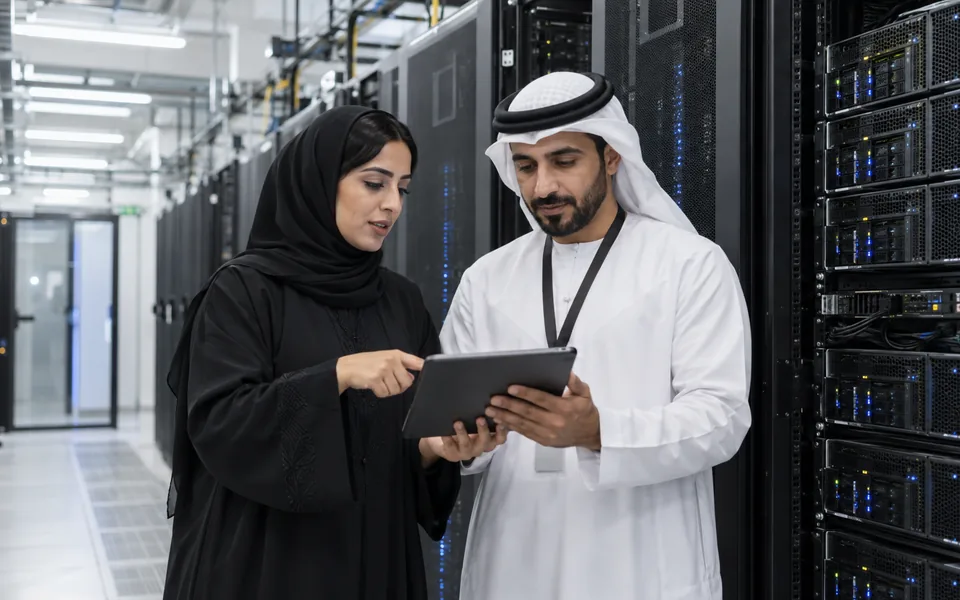 UAE engineers reviewing an enterprise AI server deployment