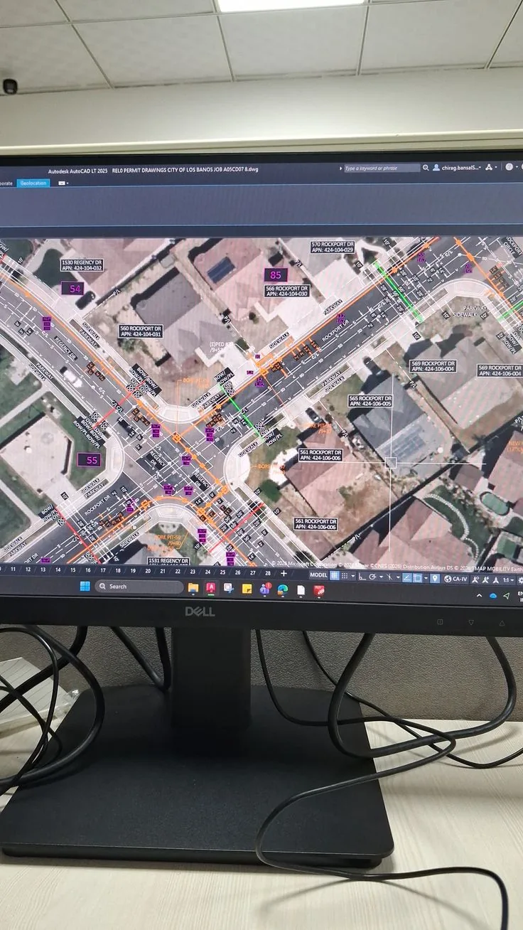 Aerial imagery overlaid with mapped outdoor asset points