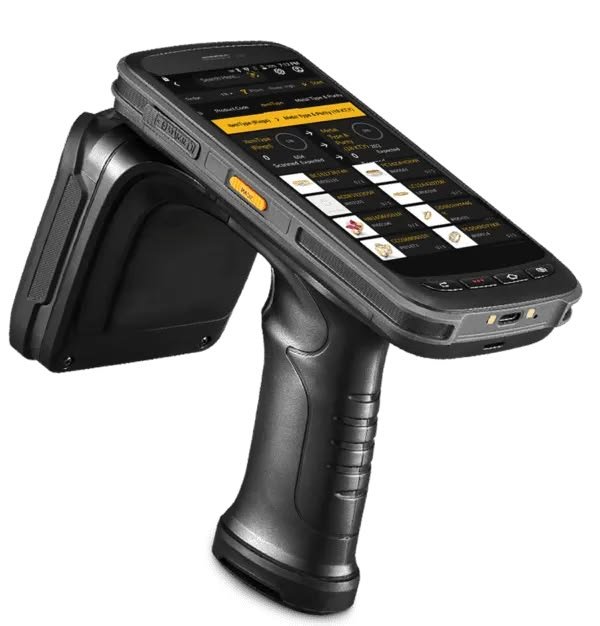 RFID handheld running an inventory counting application on screen