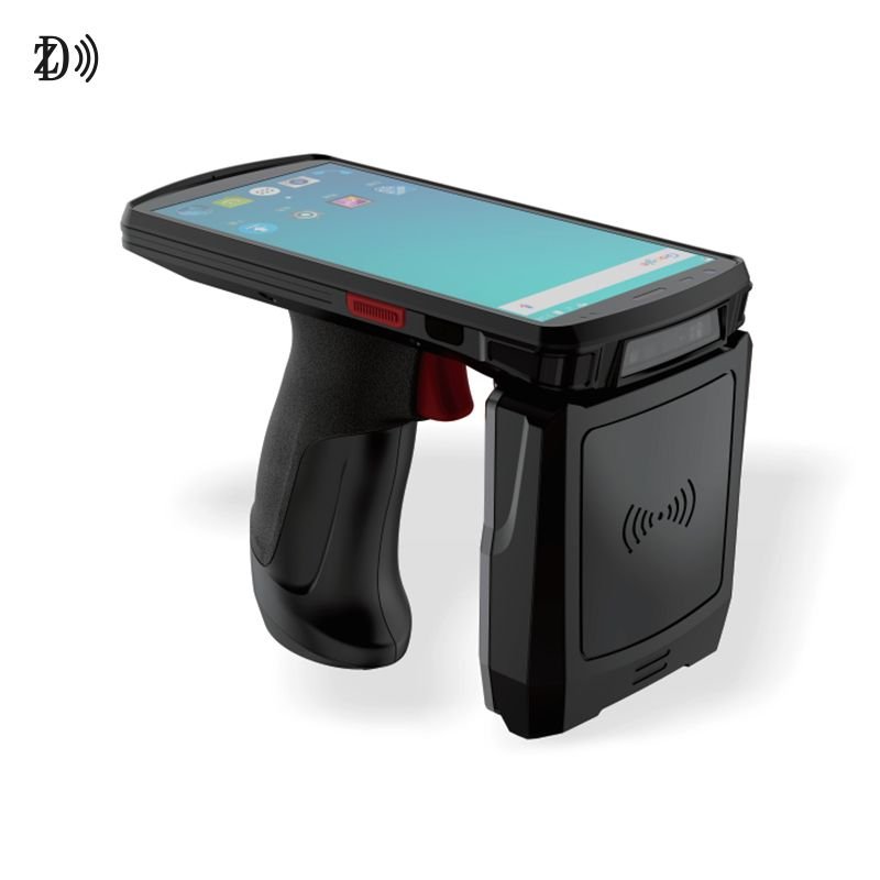Rugged Android UHF RFID handheld reader with pistol grip for warehouse inventory