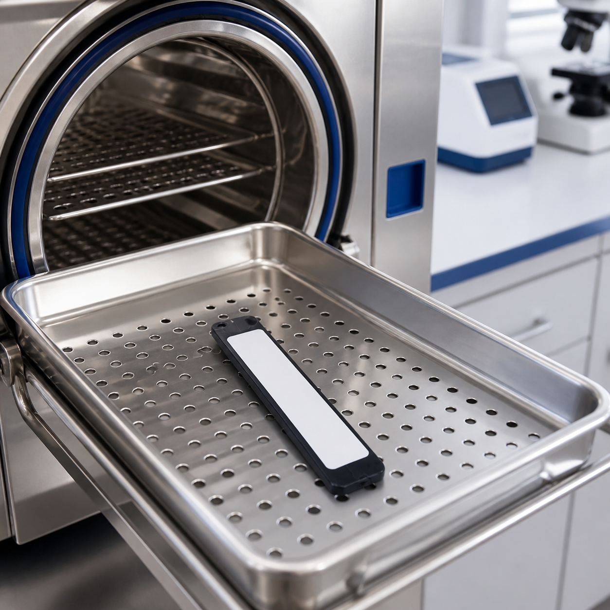 ST-Octopus Autoclave Tolerant RFID Tag in sterilization tray