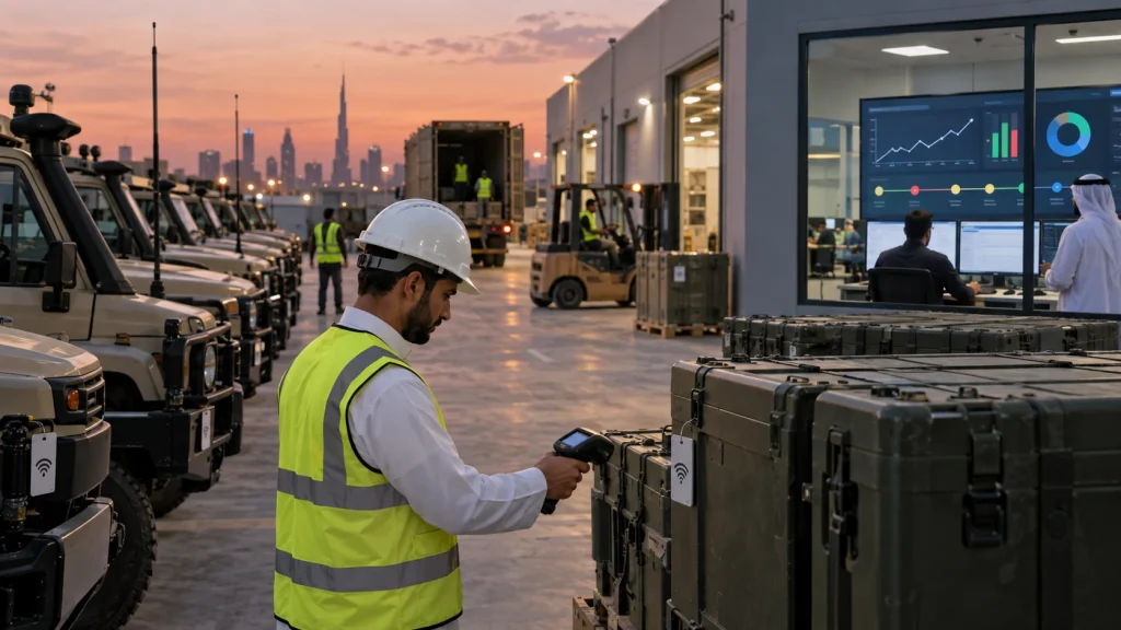 UAE asset analyst reviewing a grounded AI answer beside cited maintenance records
