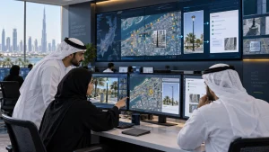 UAE asset auditors comparing computer vision detections with GIS and EAM evidence on an operations screen