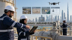 UAE inspection engineers connecting camera evidence, OCR, GIS and EAM in a governed audit workflow