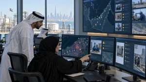 UAE asset control analysts reviewing AI-ranked missing-asset alerts with evidence from EAM, GIS and RFID