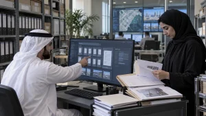 UAE safety inspector searching scattered inspection reports, field photos and maintenance records for one facility