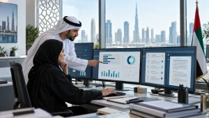 UAE government architecture team reviewing permission-aware RAG, private LLM controls and auditable evidence in a secure workspace