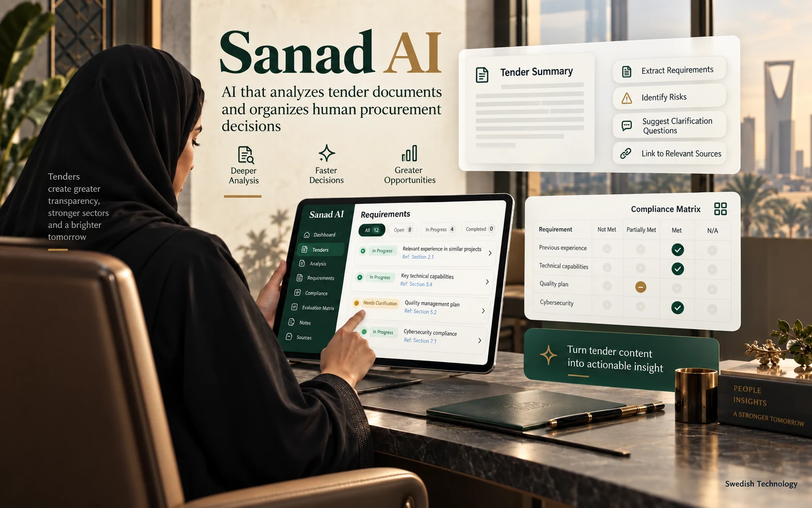 English hero board for the Sanad AI AI project concept