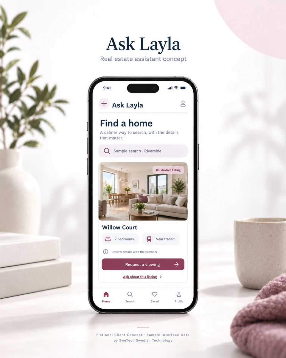 English hero board for the Ask Layla AI project concept