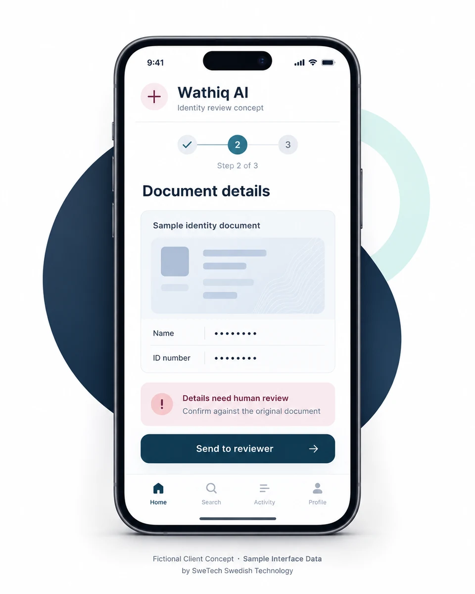 English hero board for the Wathiq AI AI project concept