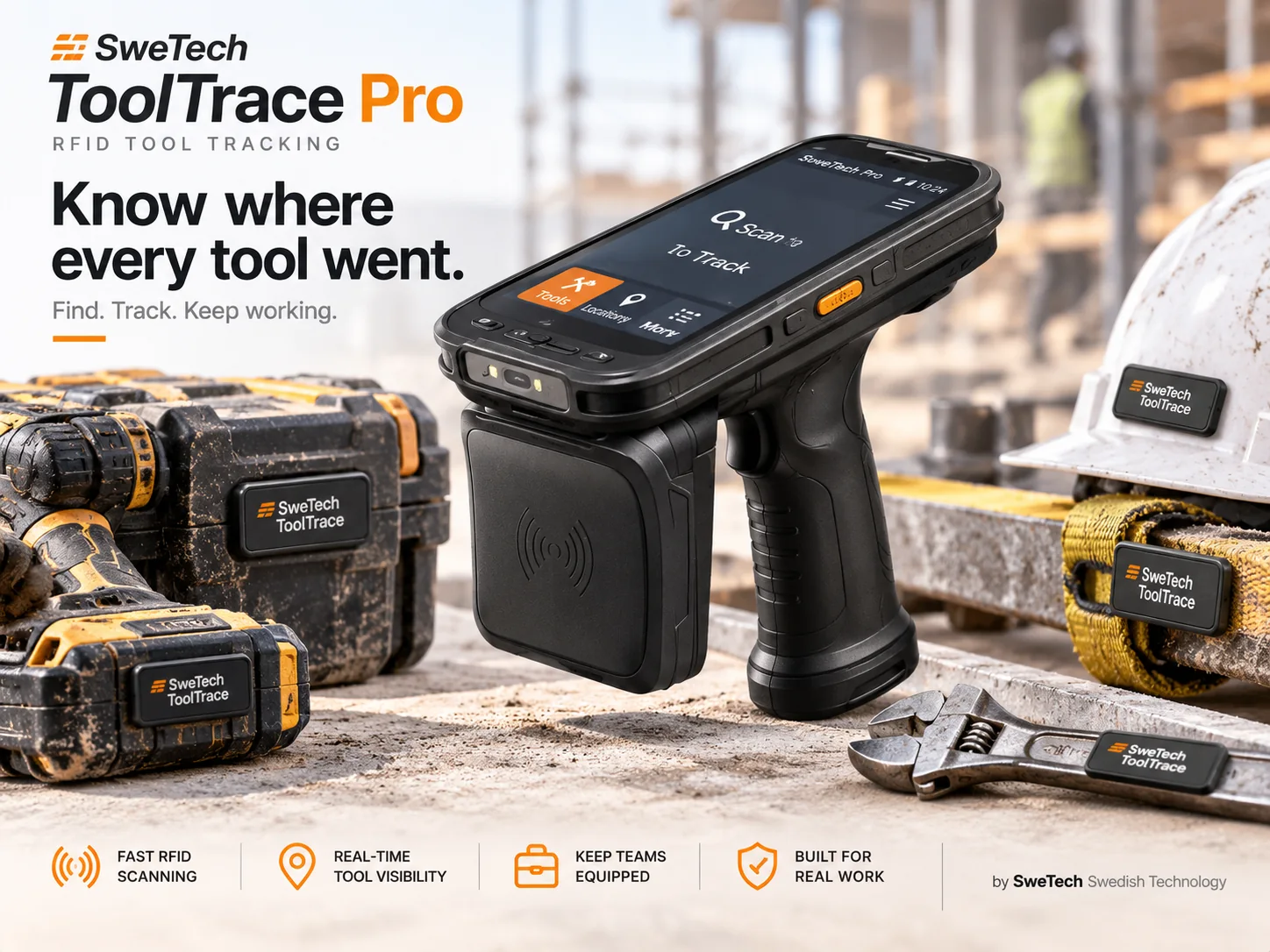 English hero board for ToolTrace Pro hardware product concept
