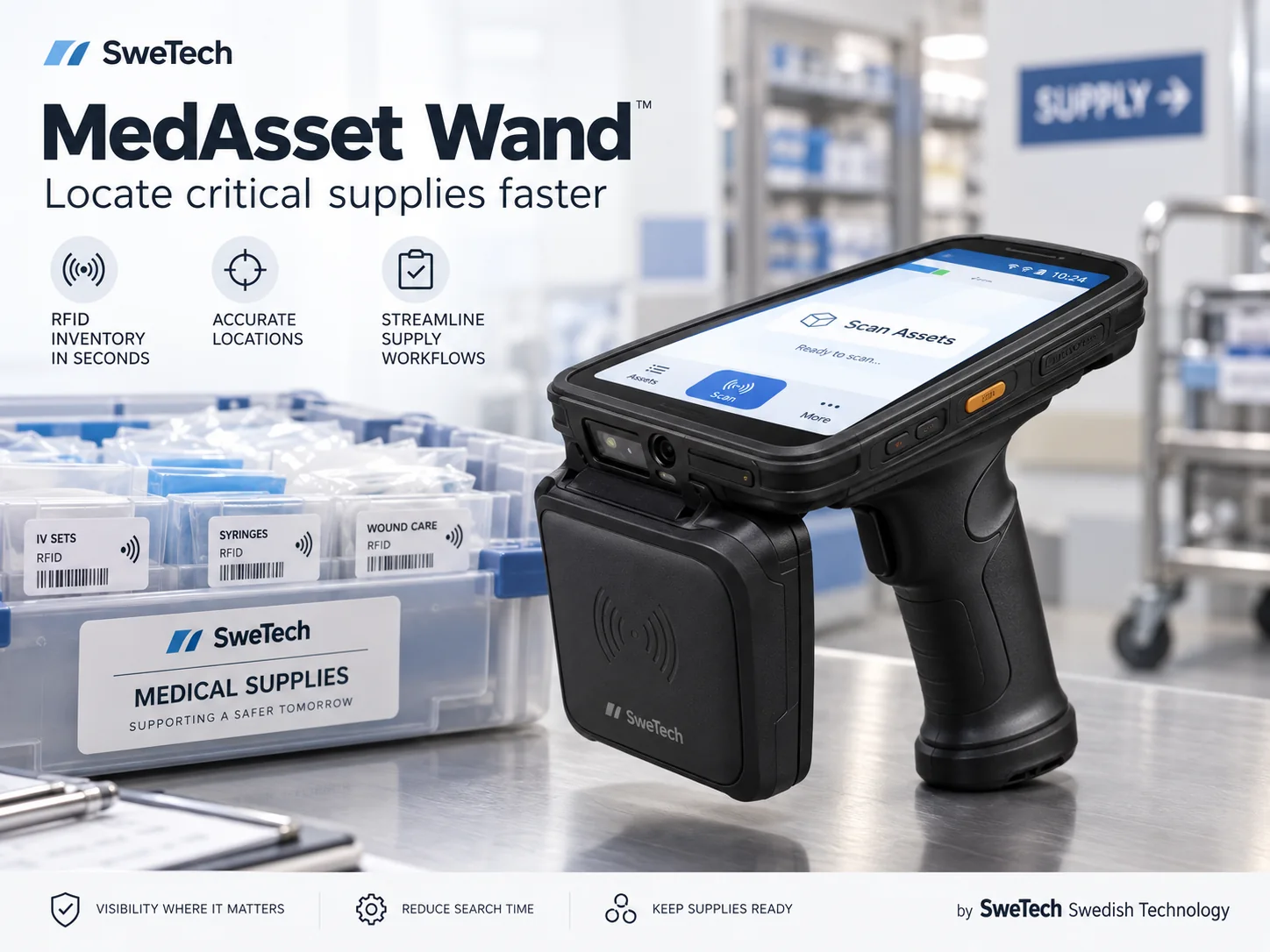 English hero board for MedAsset Wand hardware product concept