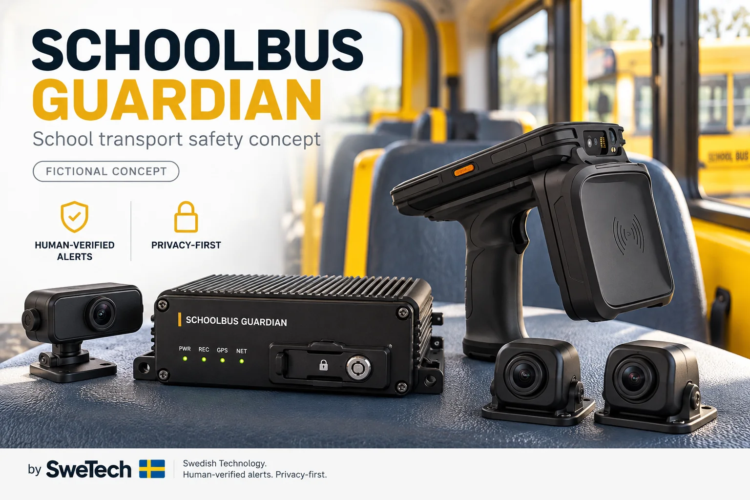 English hero board for SchoolBus Guardian hardware product concept