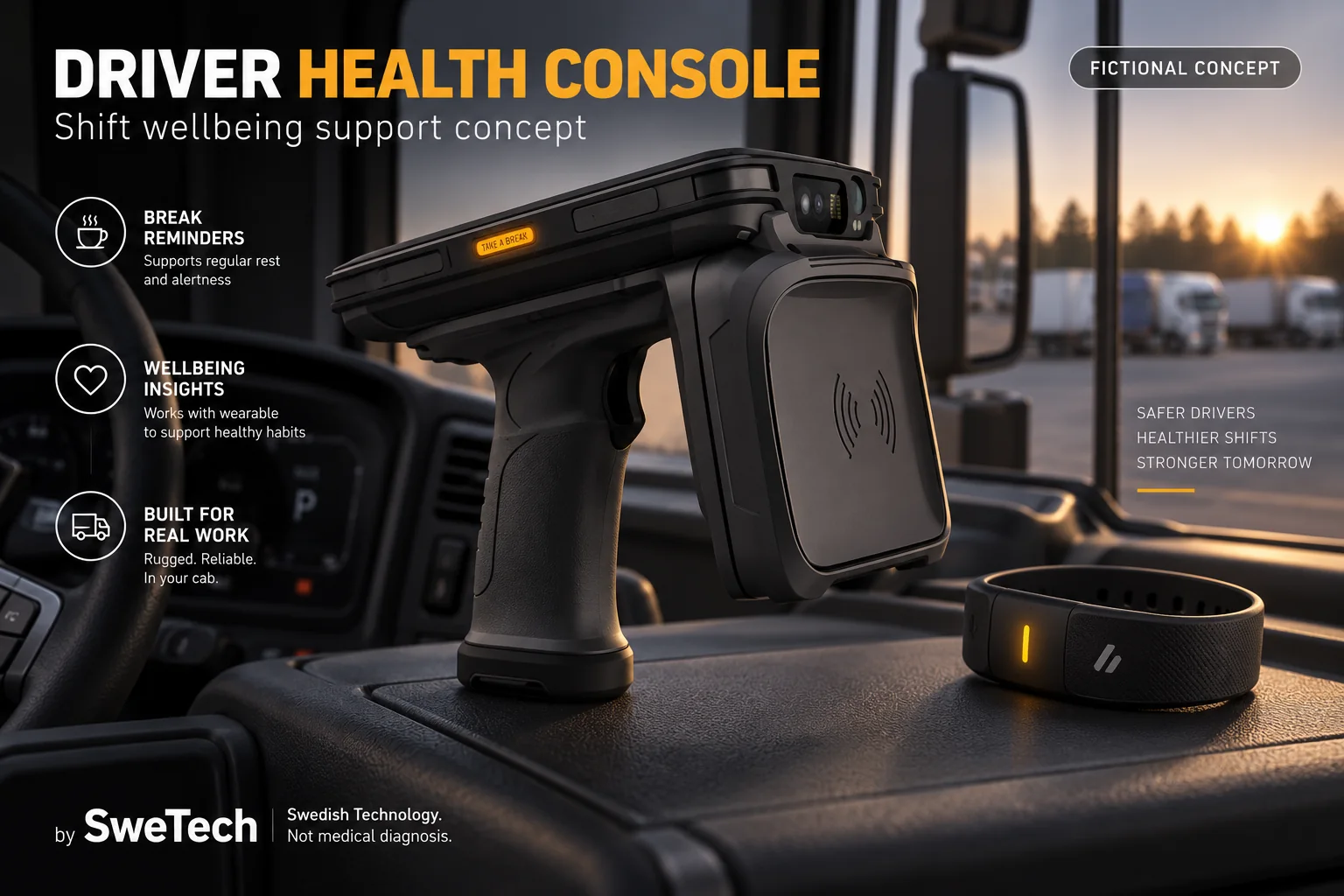 English hero board for Driver Health Console hardware product concept