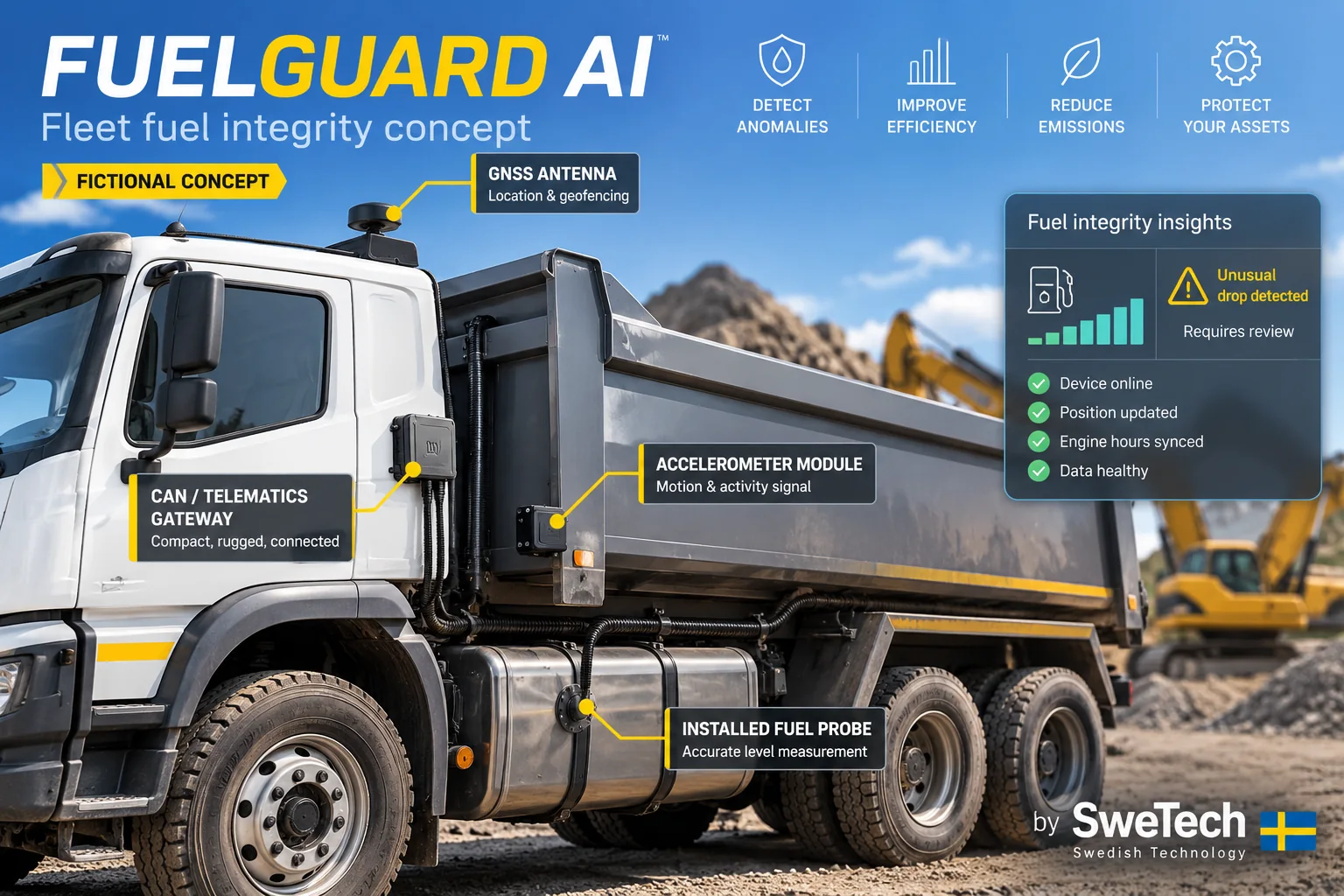 English hero board for FuelGuard AI hardware product concept