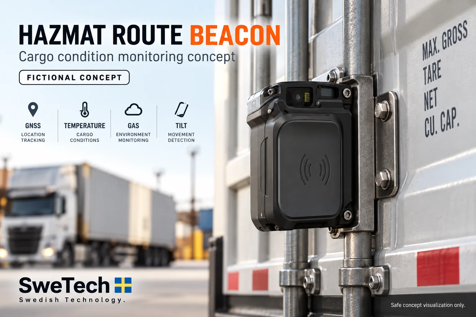 English hero board for Hazmat Route Beacon hardware product concept