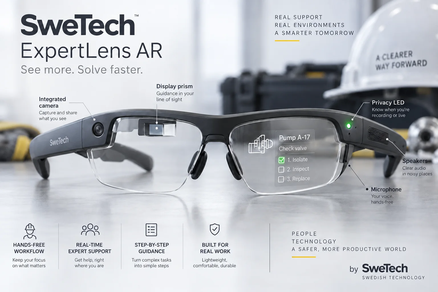 English hero board for ExpertLens AR hardware product concept