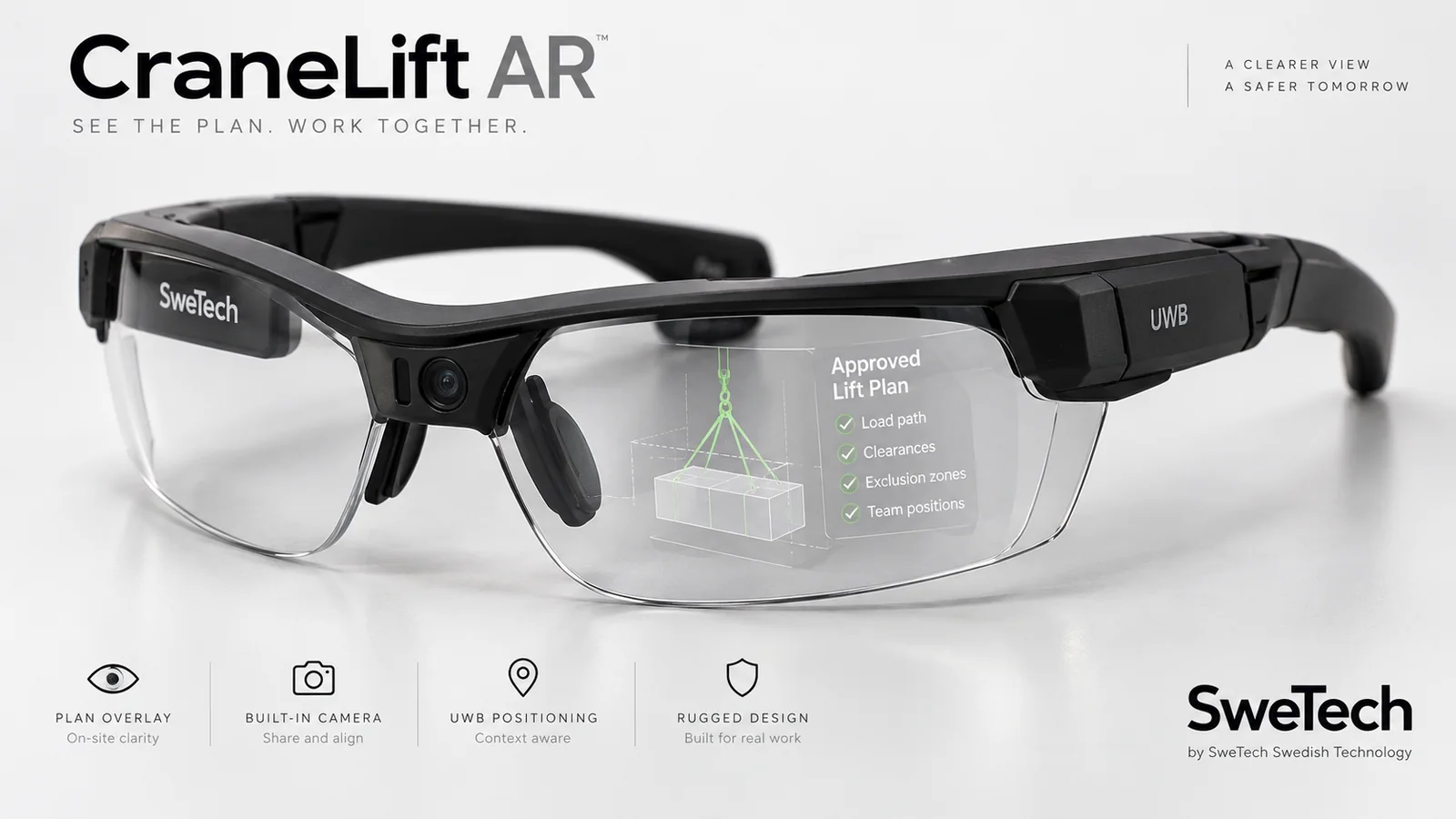 English hero board for CraneLift AR hardware product concept