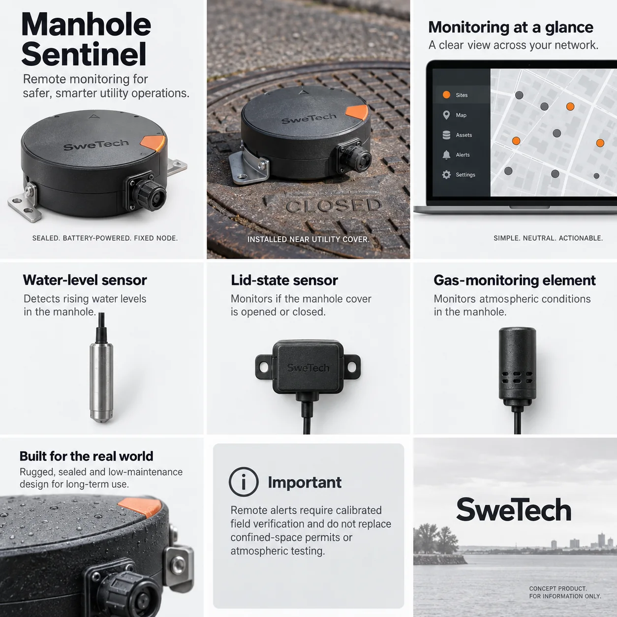 English hero board for Manhole Sentinel hardware product concept