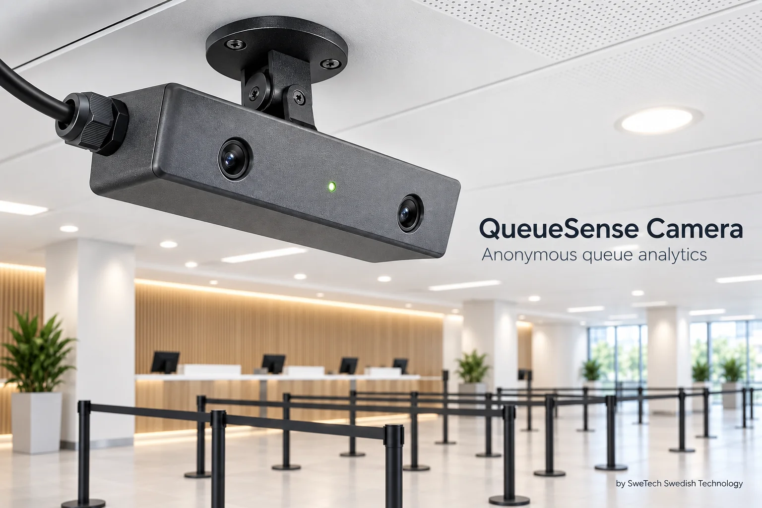 English hero board for QueueSense Camera hardware product concept