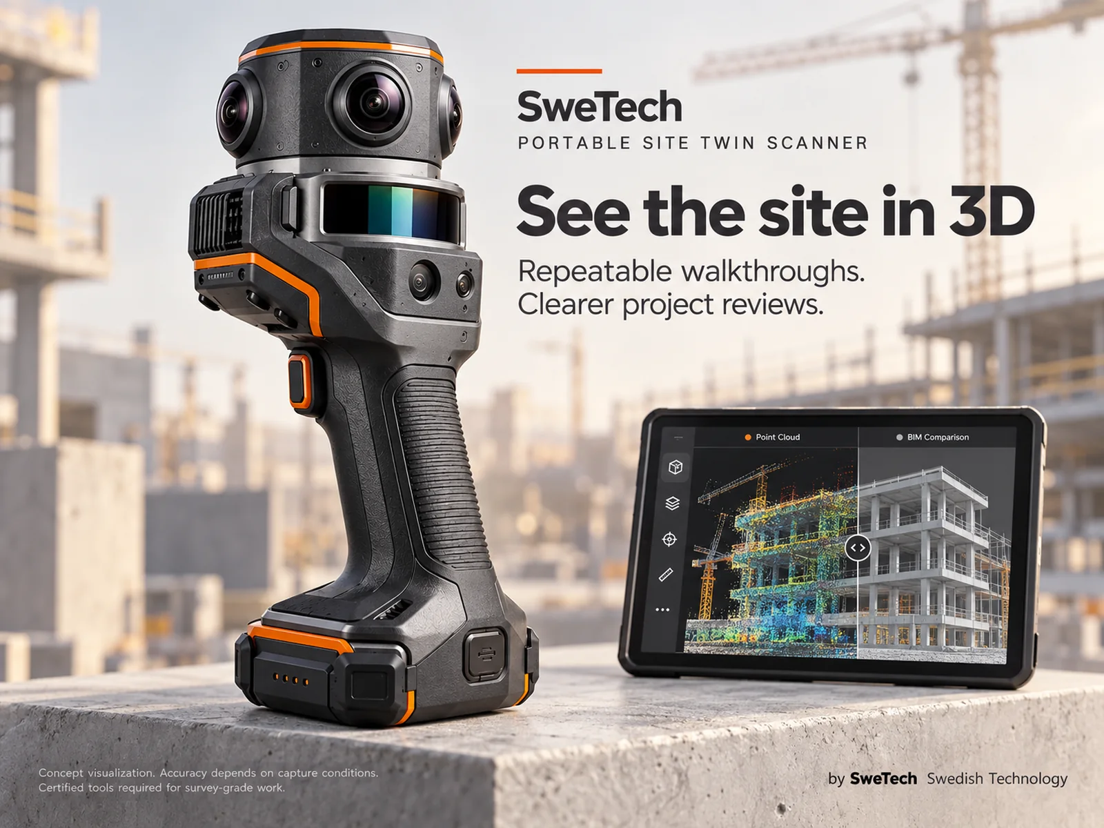 English hero board for Portable Site Twin Scanner hardware product concept