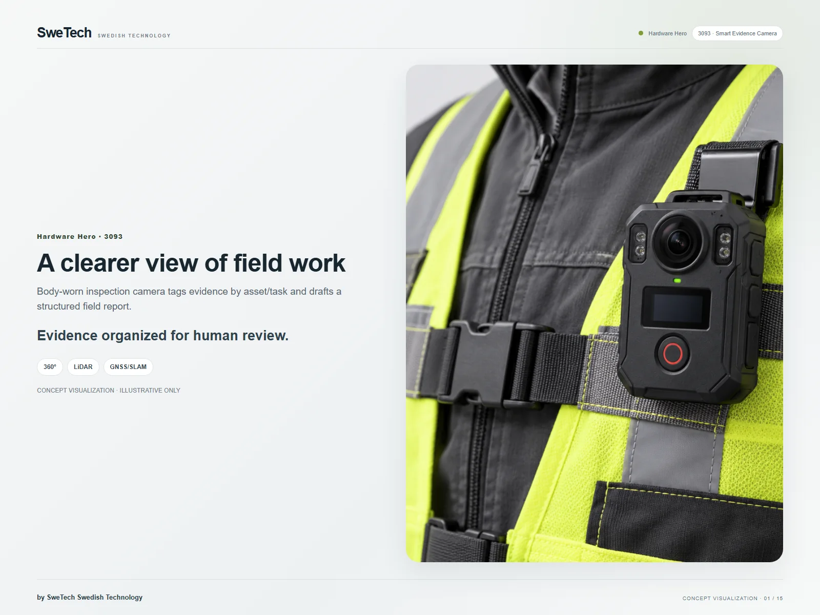 English hero board for Smart Evidence Camera hardware product concept